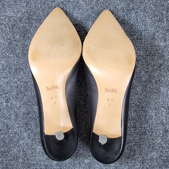 Coach Zan Pumps Women 9.5B Black Pointed Toe Patent Cap Toe Heels Leather Upper - Picture 5 of 10